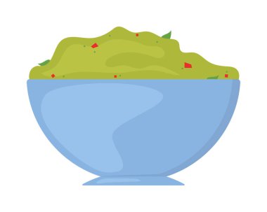 Meksika guacamole kasesi beyaz arka planda