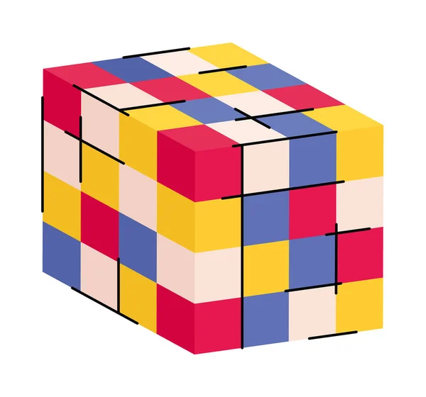 Cubo Rubik Retro Sobre Fondo Blanco — Vector de stock