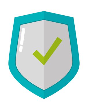 Beyaz arka plan üzerinde güvenlik kalkan kutsal kişilerin resmi