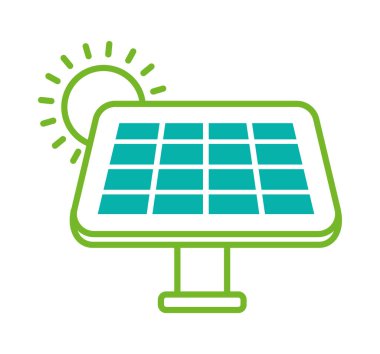 Beyaz arkaplanda güneş paneli simgesi