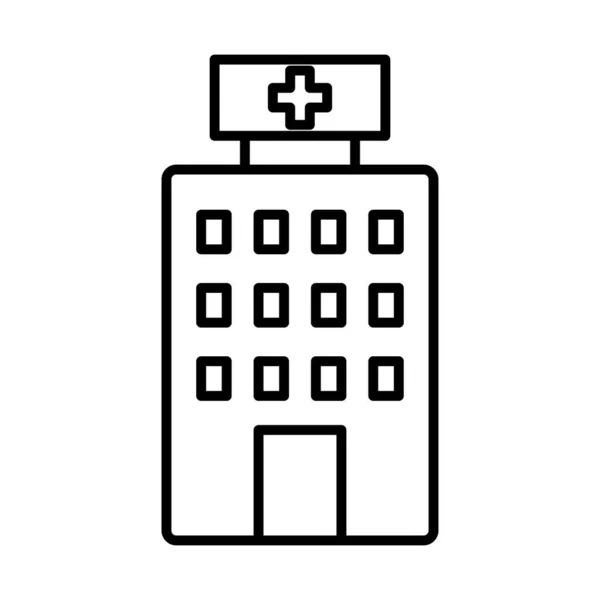Icona Dell Edificio Ospedaliero Sfondo Bianco — Vettoriale Stock