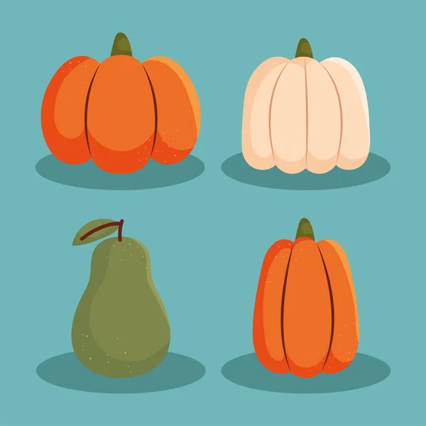 Calabazas Otoño Conjunto Pera — Archivo Imágenes Vectoriales