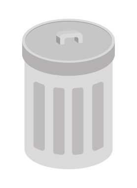 Beyaz arkaplanda izometrik çöp kutusu