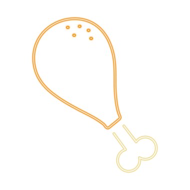 Beyaz arka planda neon tavuklu but.