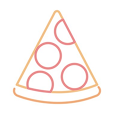 Beyaz arkaplanda neon pizza simgesi