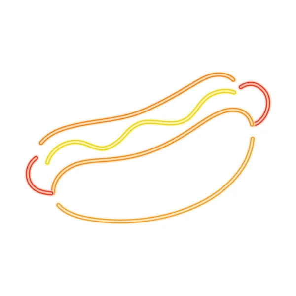 Icône Hot Dog Néon Sur Fond Blanc — Image vectorielle