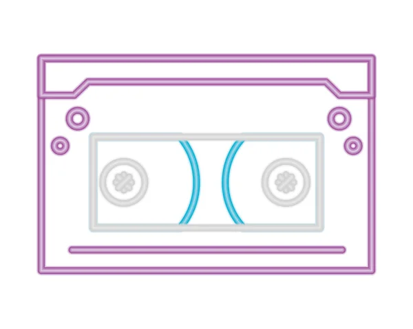 Icono Casetes Retro Neón Sobre Fondo Blanco — Vector de stock