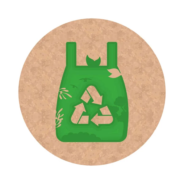 Umweltplakette Mit Recyclingbeutel — Stockvektor