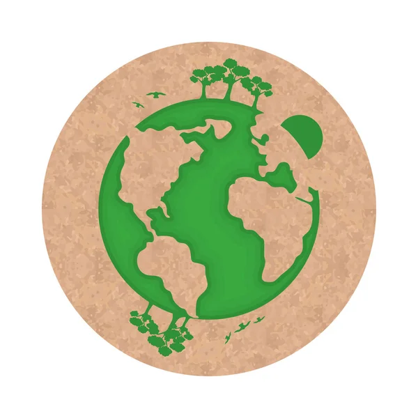 Miljömärke Med Jorden Planet — Stock vektor