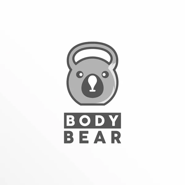 Barbell Com Rosto Urso Imagem Cabeça Gráfico Ícone Logotipo Design — Vetor de Stock