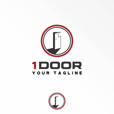 Kapı ve gölge ve bir numaralı görüntü grafik logo tasarımı soyut konsept vektör stoku. Mülkiyet veya iç mekanla ilgili bir sembol olarak kullanılabilir.