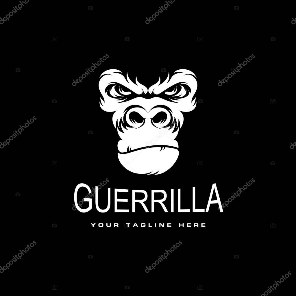 Gorilla head illustration in angry or serious expression image graphic icon logo design abstract concept vector stock. Can be used as a symbol associated with animal or character