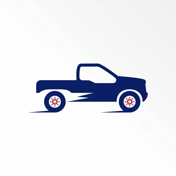 Doble Cabina Remolque Camioneta Con Velocidad Mover Imagen Icono Gráfico — Vector de stock