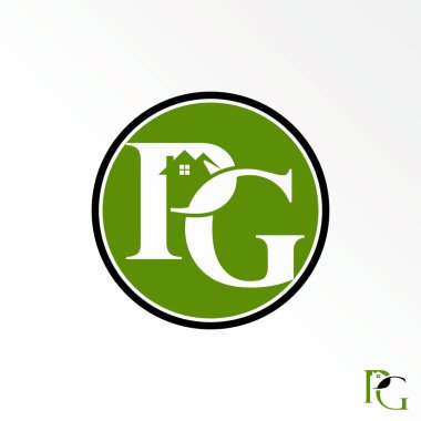 Letter or word PG serif font connected with roof house image graphic icon logo design abstract concept vector stock. 