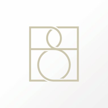 Unique letter or word BB line art out font on flip square image graphic icon logo design abstract concept vector stock. 