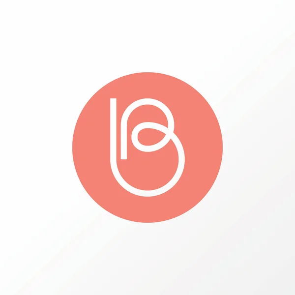 Simple letter or word B or PB line art out font on circle block image graphic icon logo design abstract concept vector stock. — 스톡 벡터