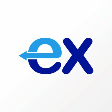 Unique and simple letter or word EX sans serif font with arrow back or turn image graphic icon logo design abstract concept vector stock. 