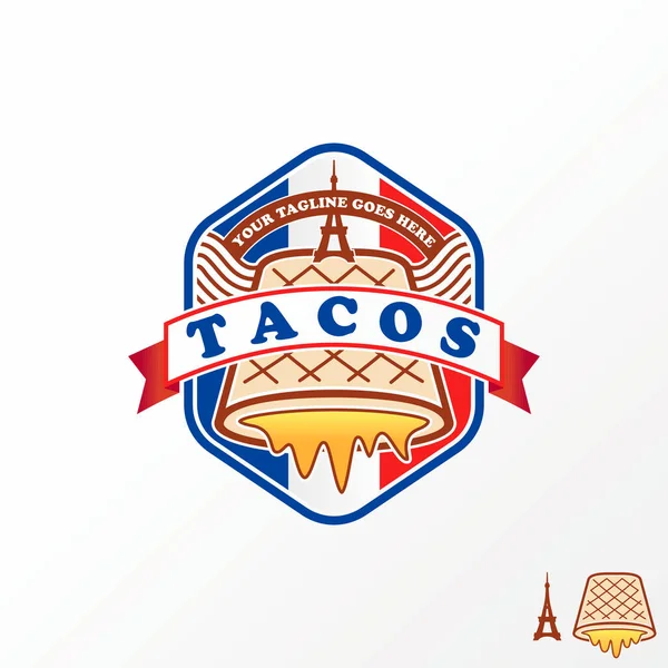 Unique but simple delicious tacos bread and Eiffel tower image graphic icon logo design abstract concept vector stock. — Vetor de Stock