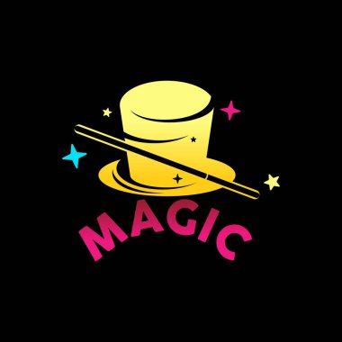 Simple and unique hat and letter magic wand with many stars image graphic icon logo design abstract concept vector stock. 