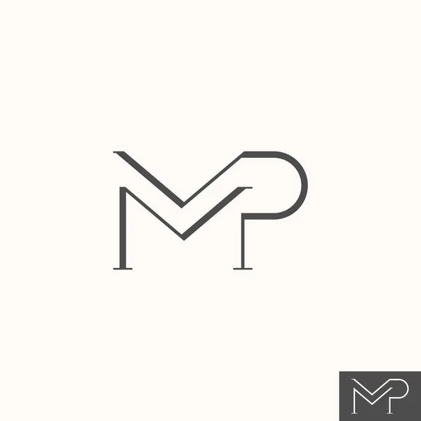 Simple and unique letter or word MP line serif font like on cutting shape image graphic icon logo design abstract concept vector stock. — Stok Vektör