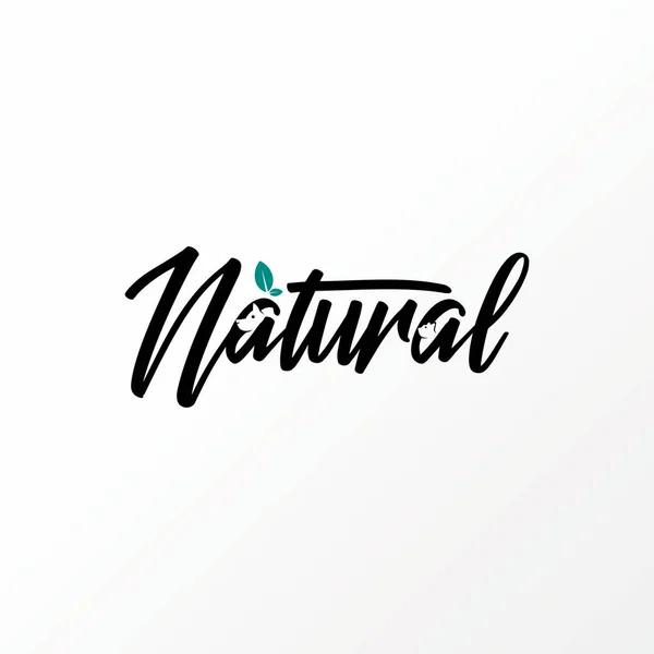 Writing NATURAL handwritten font  with leaves, dog, and funny cat image graphic icon logo design abstract concept vector stock. — Vettoriale Stock