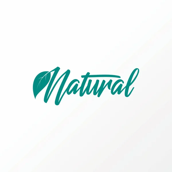Unique Writing NATURAL handwritten font  with leaf image graphic icon logo design abstract concept vector stock. — стоковый вектор