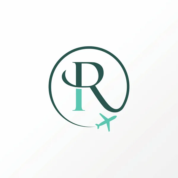 Унікальна літера або слово R серії шрифт з круговою лінією і літаком муха зображення графічний значок логотип дизайн абстрактний концепт векторний запас . — стоковий вектор