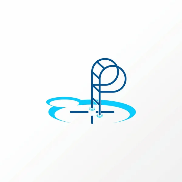 Simple and unique swimming pool with water and stairs on 3D image graphic icon logo design abstract concept vector stock. — Stockvector