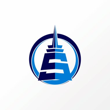 Basit ve benzersiz harf ya da S yazıtipi, çember resim grafik logo tasarımı konsept vektör stoğundaki kule gibi. İnşaatla ya da başlangıçla ilgili bir sembol olarak kullanılabilir