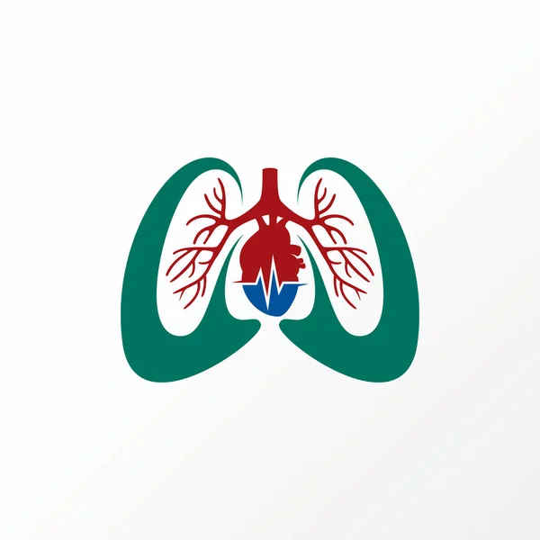 医療取引画像グラフィックアイコンロゴデザイン抽象的な概念ベクトルストックとユニークでシンプルな心と肺 健康や臓器のシンボルとして使用することができます — ストックベクタ