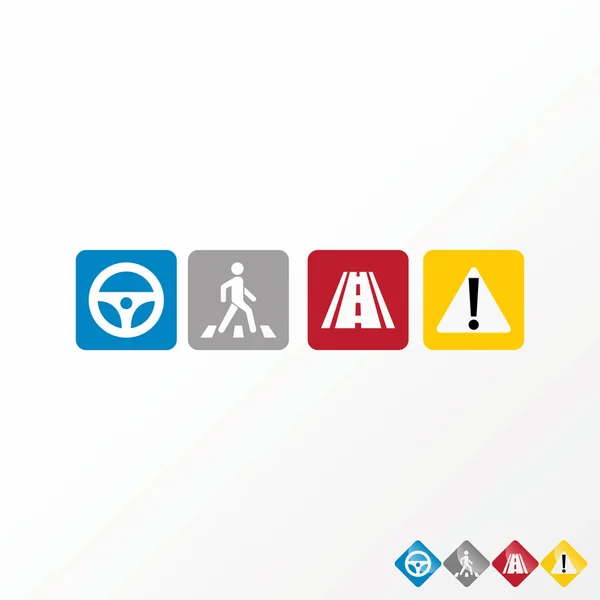 Símbolo Carretera Simple Único Para Rider Cruce Carretera Advertencia Icono — Vector de stock