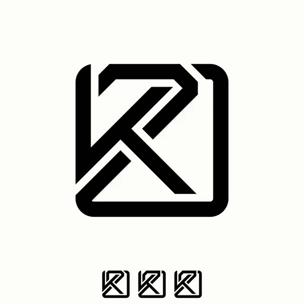 Simple Unique Letter Word K2D Font Cut Square Line Rounded —  Vetores de Stock