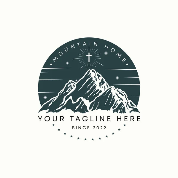 Simple Unique Emblem Iceberg Mountain Church Cross Image Graphic Icon — 图库矢量图片