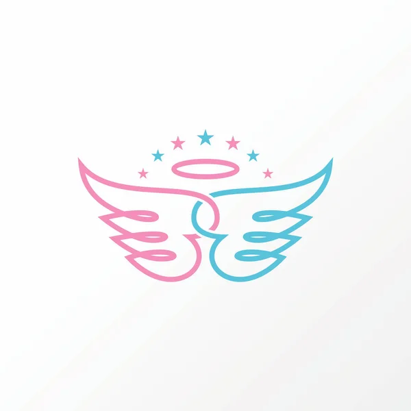 Simple Unique Wings Love Angel Crown Line Out Image Graphic — Vetor de Stock