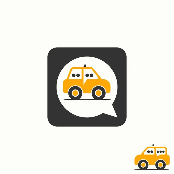 Mini Taxi Simple Único Coche Con Imagen Signo Conversación Icono — Vector de stock