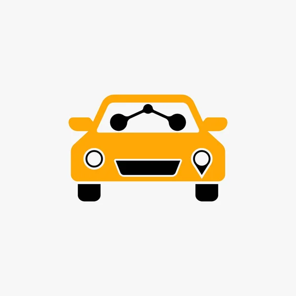 Sencillo Único Frente Mini Taxi Pequeño Coche Con Dos Pasajeros — Vector de stock