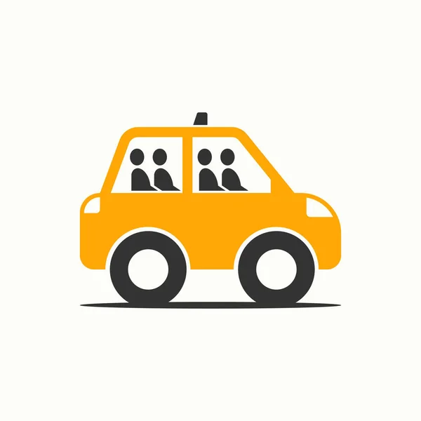 Mini Taxi Semplice Unico Con Quattro Passeggeri Immagine Grafica Icona — Vettoriale Stock