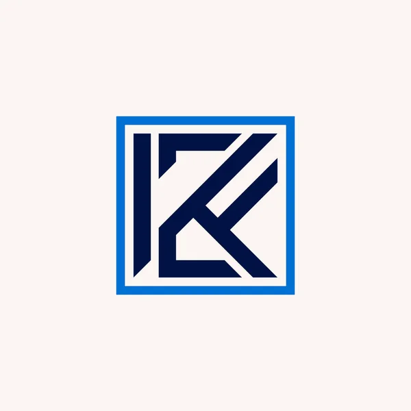 Simple Unique Letter Word K2F Font Cut Square Line Image — Stock Vector