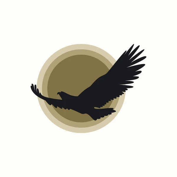 Görüntü Ikonu Logosunun Arkasında Güneş Olan Basit Benzersiz Uçan Kuş — Stok Vektör