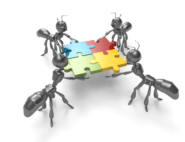 Jigsaw Puzzle-concepto de trabajo en equipo —  Fotos de Stock