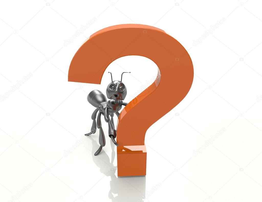 Question mark with black ant