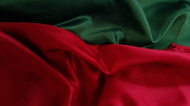 Noelde karşılama için soyut kırmızı ve yeşil kumaş arkaplanı, boşluğu kopyala