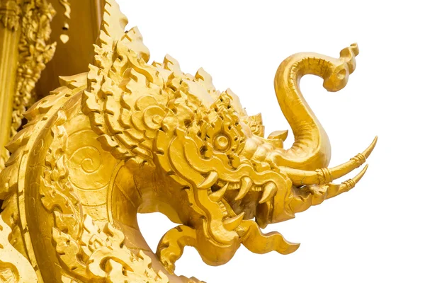 Leoni d'oro cinesi tradizionali su sfondo isolato — Foto Stock