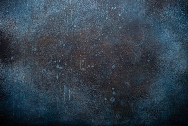 Mavi ve kahverengi paslı damlalar ve soyut kırsal beton boş arkaplan