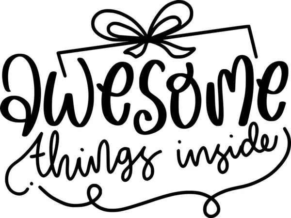 Awesome Things Lettering Quotes Printable Poster Tote Bag Κούπες Σχεδιασμός — Διανυσματικό Αρχείο