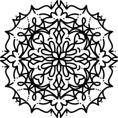 Mandala tasarım vektör logosu çizimi baskı, poster, kapak, Doğulu yuvarlak desen. İslam, Arapça, Hintçe, Türkçe, Pakistanca, Çince, Osmanlıca motifler.
