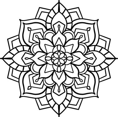 Mandala tasarım vektör logosu çizimi baskı, poster, kapak, Doğulu yuvarlak desen. İslam, Arapça, Hintçe, Türkçe, Pakistanca, Çince, Osmanlıca motifler.