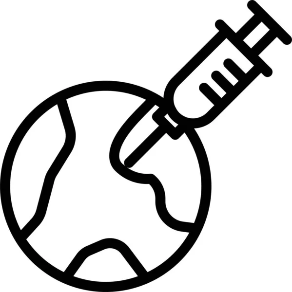 Icono Mundial Vacuna Vacunación Vacuna Contra Los Signos Símbolos Virus — Vector de stock