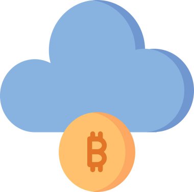 Bulut Simgesi. Bitcoin ve Şifreleme İşareti ve Sembol.