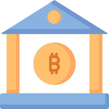 Banka Simgesi. Bitcoin ve Şifreleme İşareti ve Sembol.